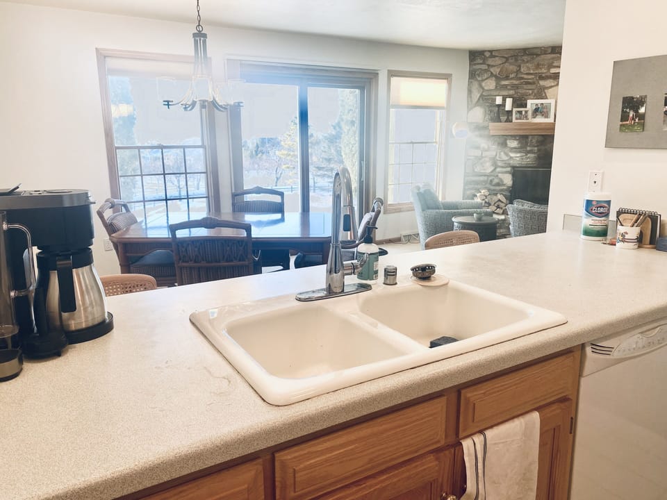 View from kitchen into dining room
