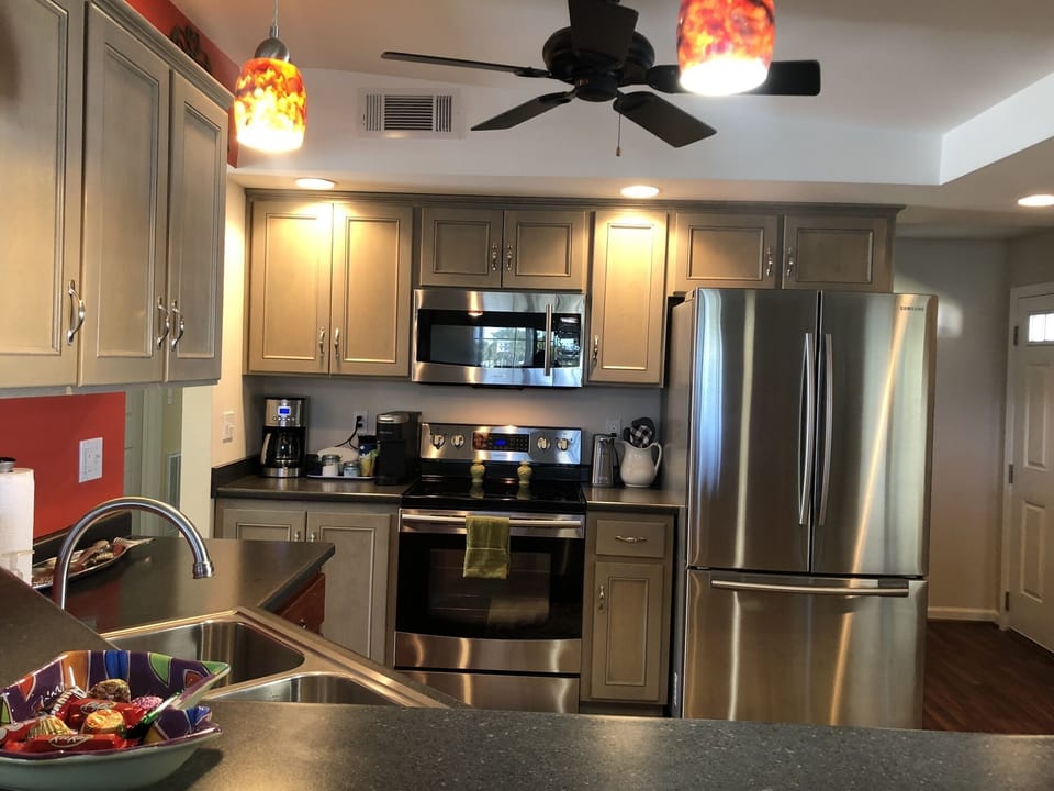 Stainless steel appliances.  Frig. has icemaker. 