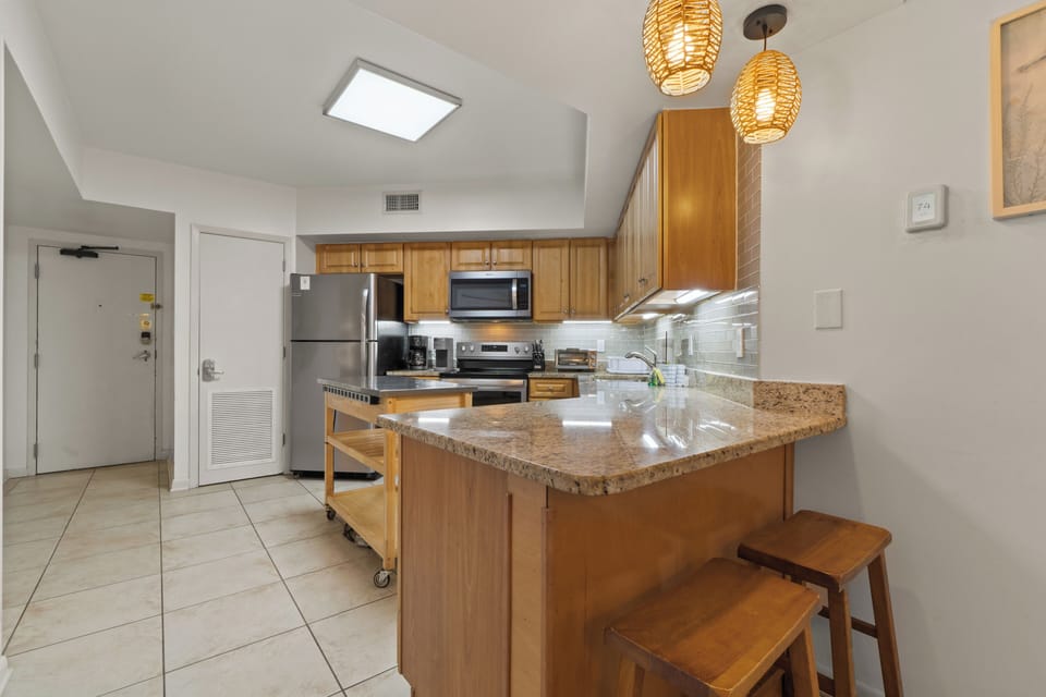 Kitchen with Bar stools