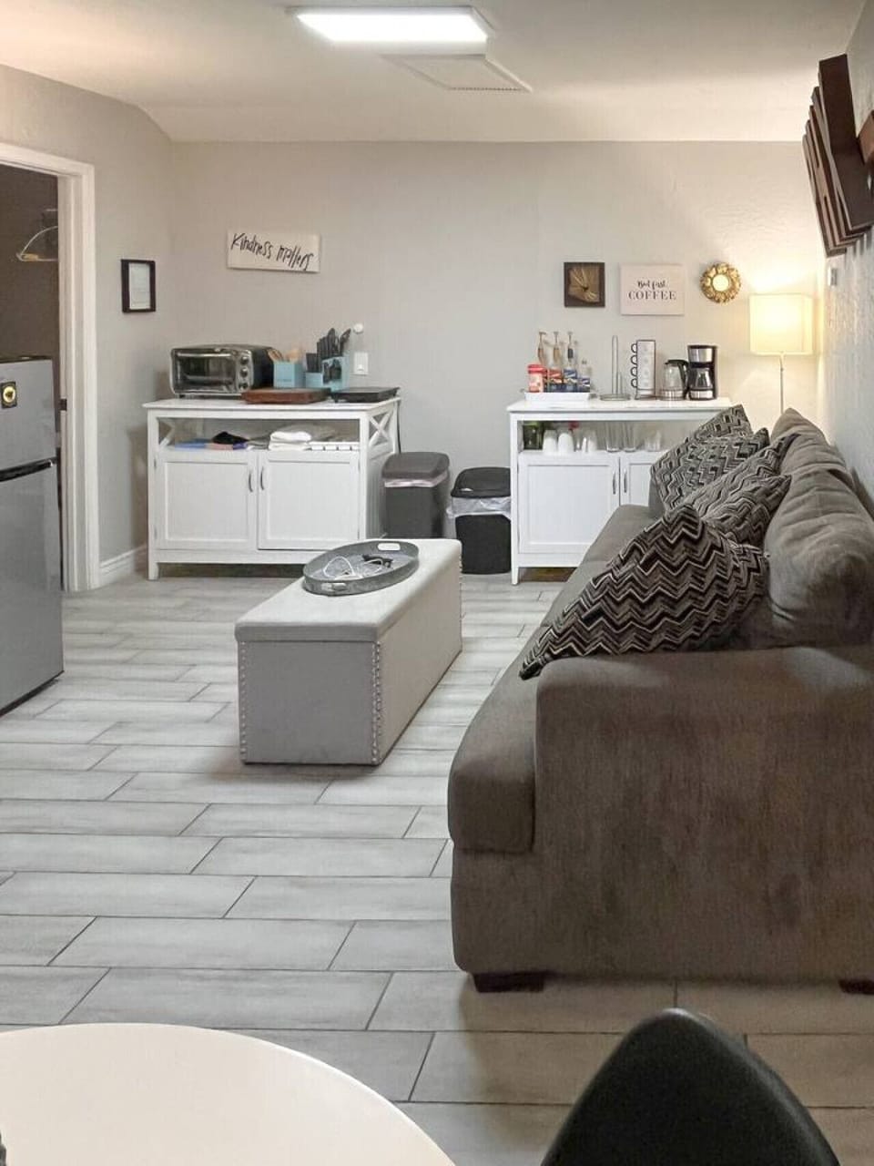 The space is completely separate from the front part of the house, separated by an insulated wall.