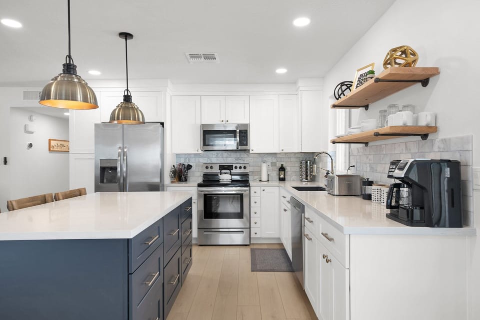 Fully Stocked Kitchen with matching stainless steel appliances