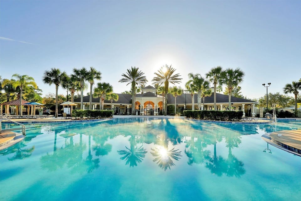 Double olympic size zero entry heated resort pool.
