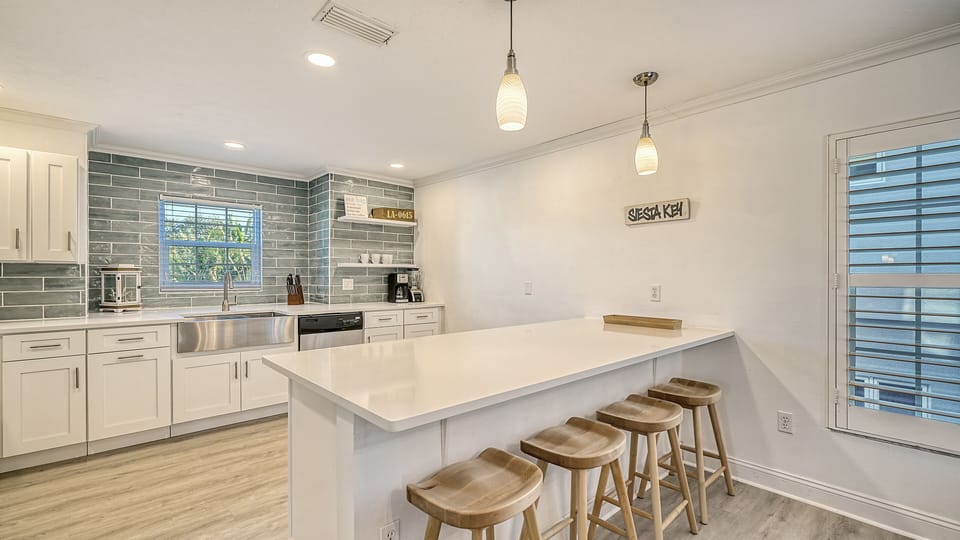 Breakfast bar for casual meals and easy conversation.
