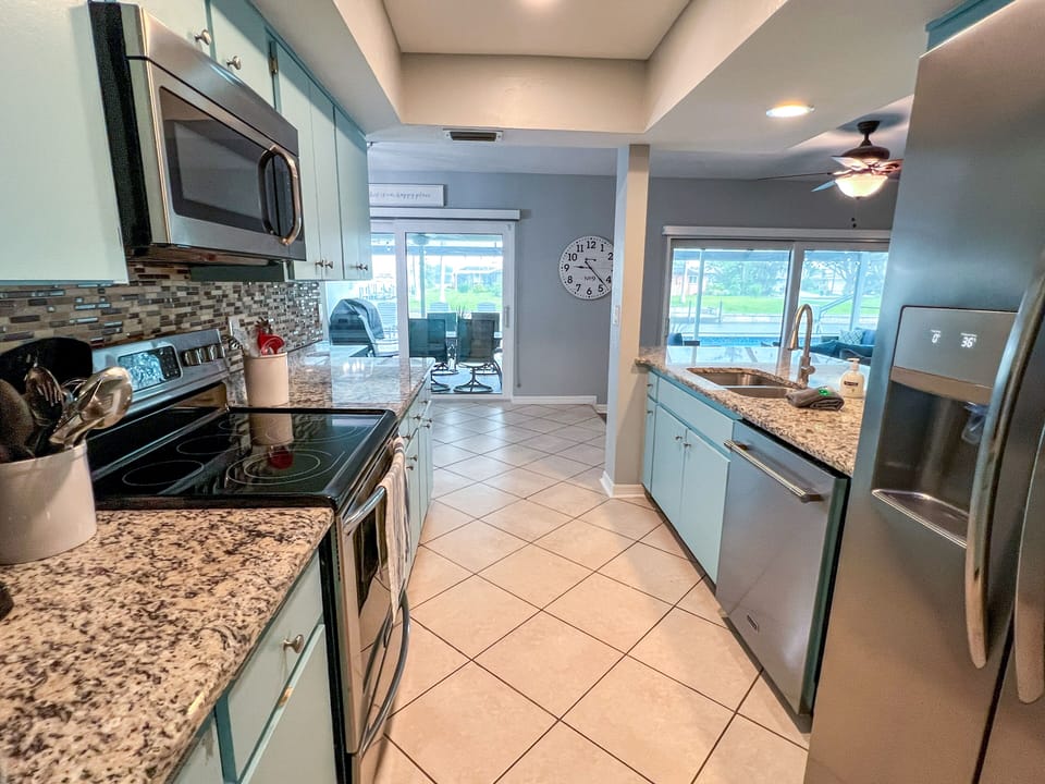 Microwave, oven, stove, refrigerator, dishwasher, coffee maker, toaster & more!
