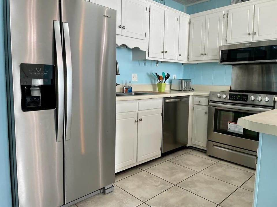 Kitchen with stainless steel appliances