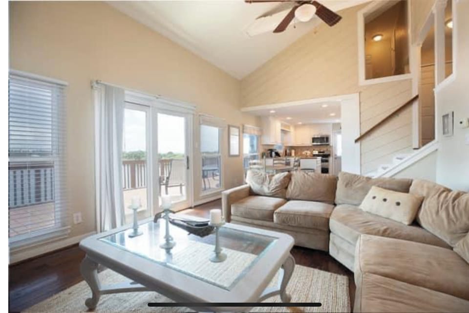 Family room looking towards the breakfast room and kitchen. Great Views of water