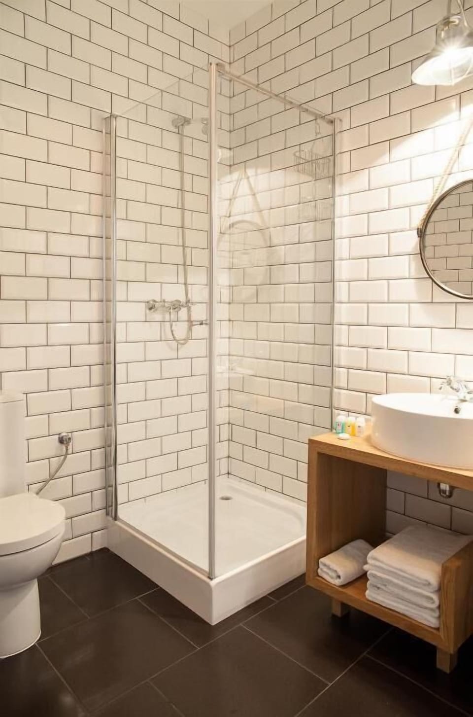 Shower, hair dryer, bathrobes, towels