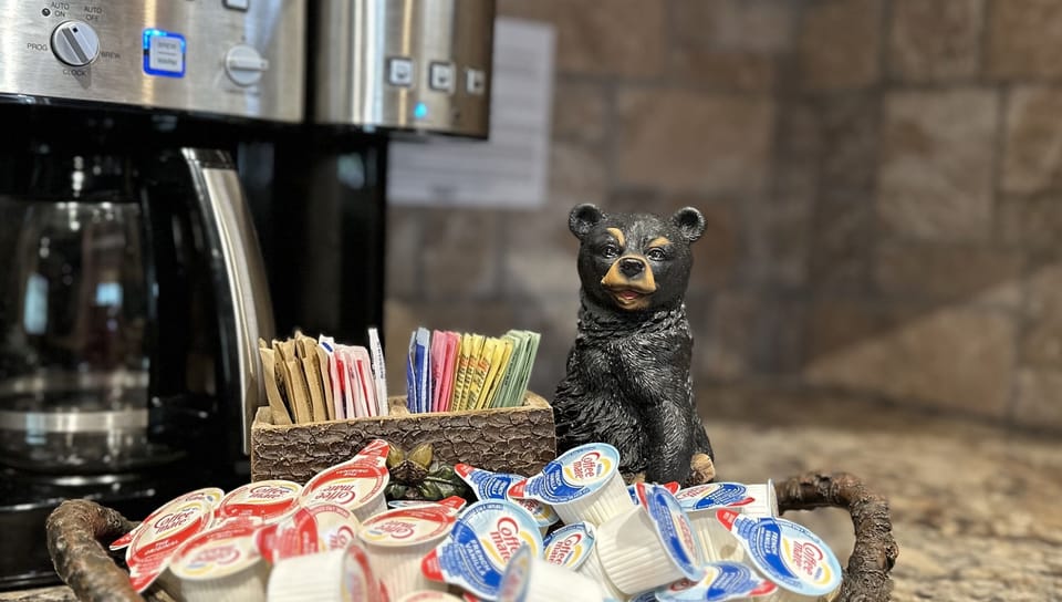 I've got coffee covered - ground coffee or pods; drip coffee maker, Keurig, French press, cream (original and vanilla), sweetener, tea, hot chocolate, etc.