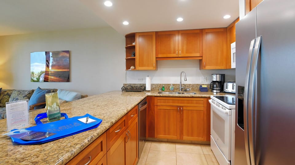 Sizeable Kitchen with Granite Countertops.