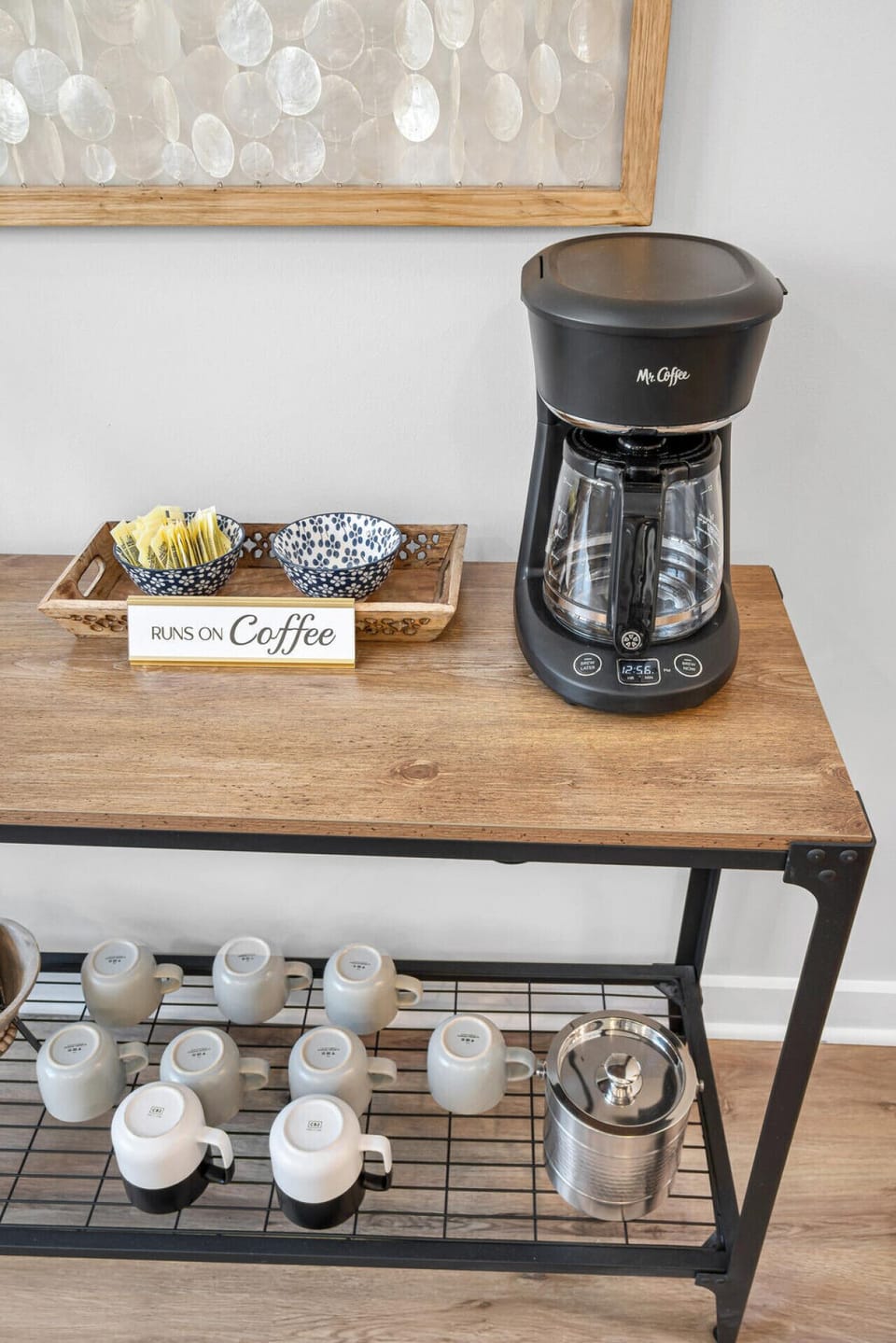 Enjoy your morning cup of coffee with our coffee machine and grounds provided.