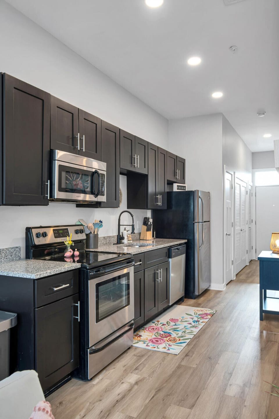 Fully stocked kitchen.