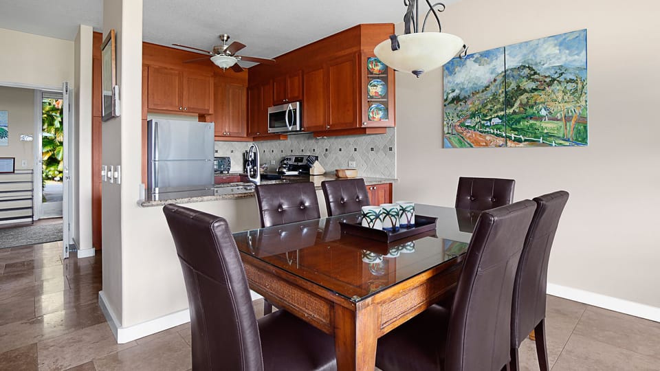 Emmalani Court at Princeville #212 - Dining Room & Kitchen - Parrish Kauai