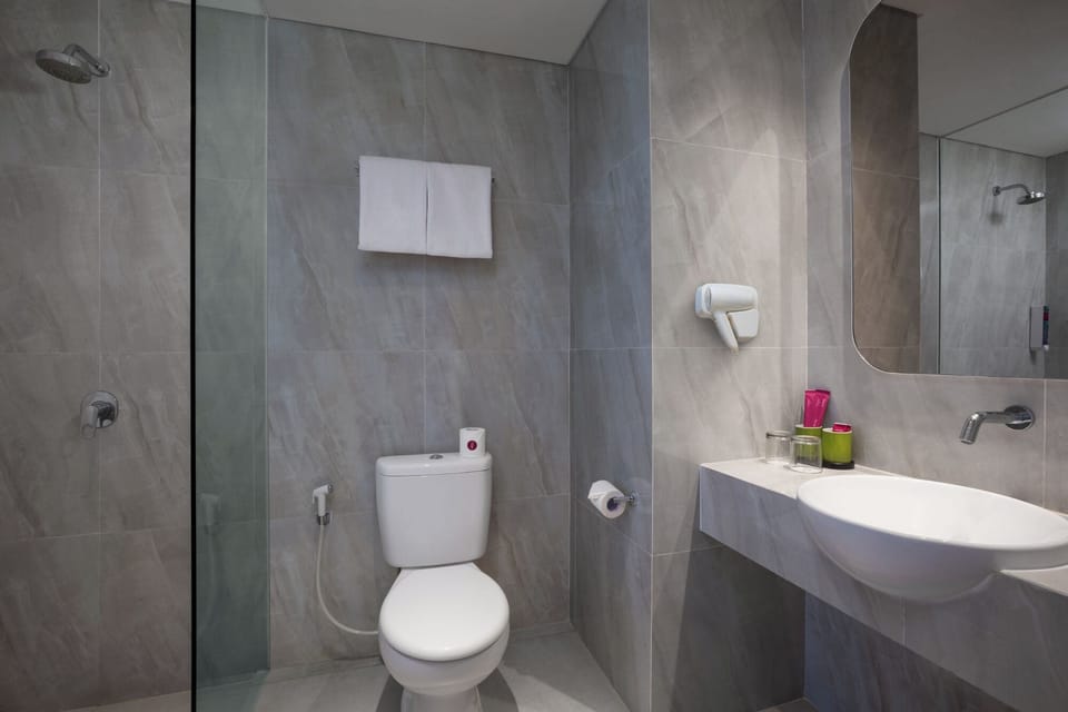 Free toiletries, hair dryer, bidet, towels