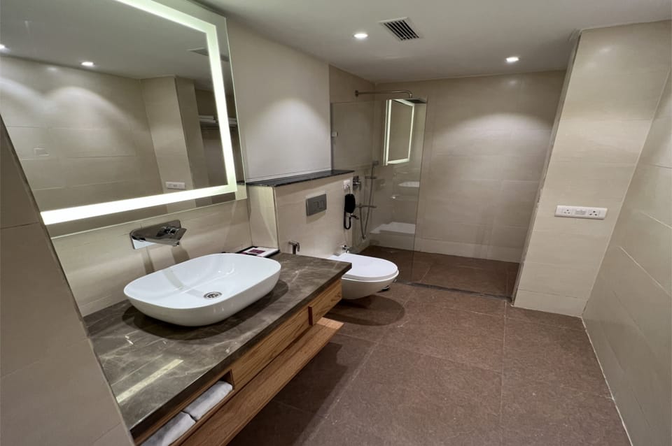 Deluxe Twin Room | Bathroom | Shower, rainfall showerhead, free toiletries, hair dryer