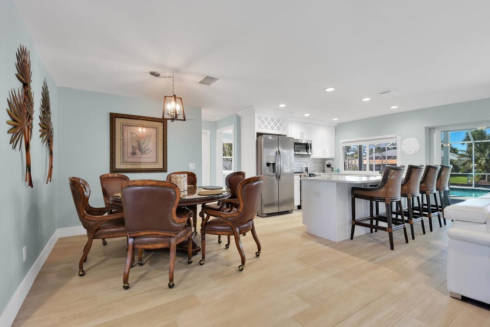 Dining room and kitchen.