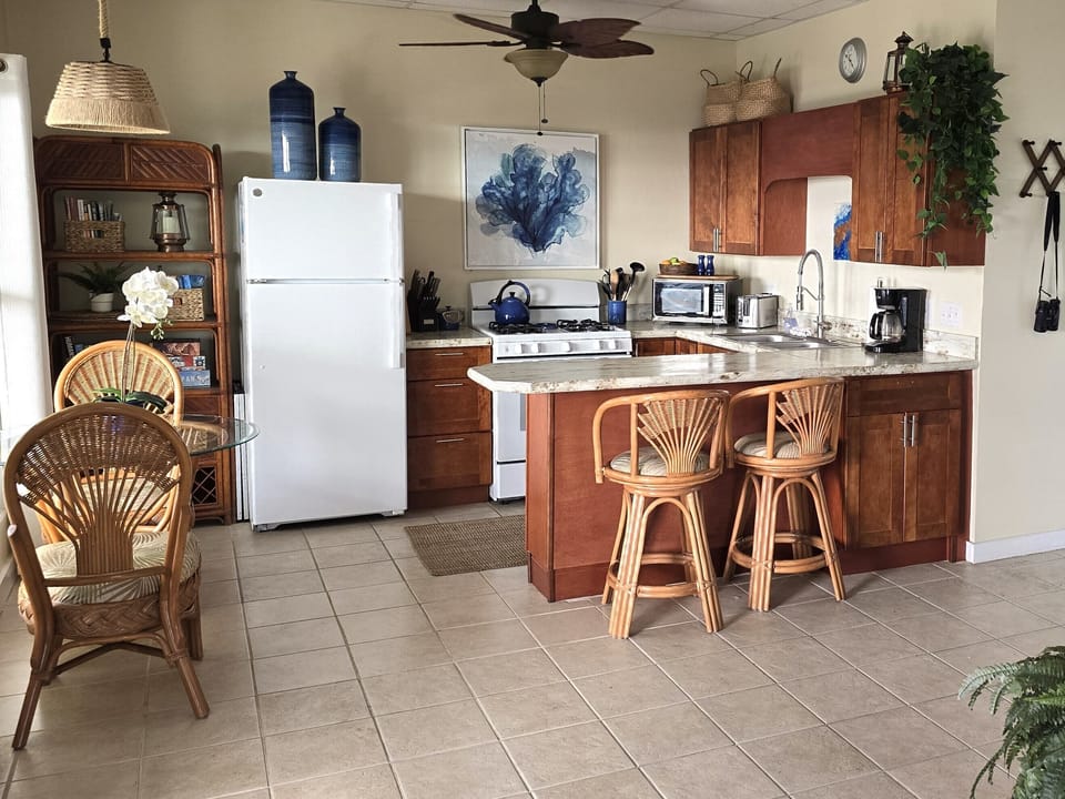 The kitchen is open to the living area