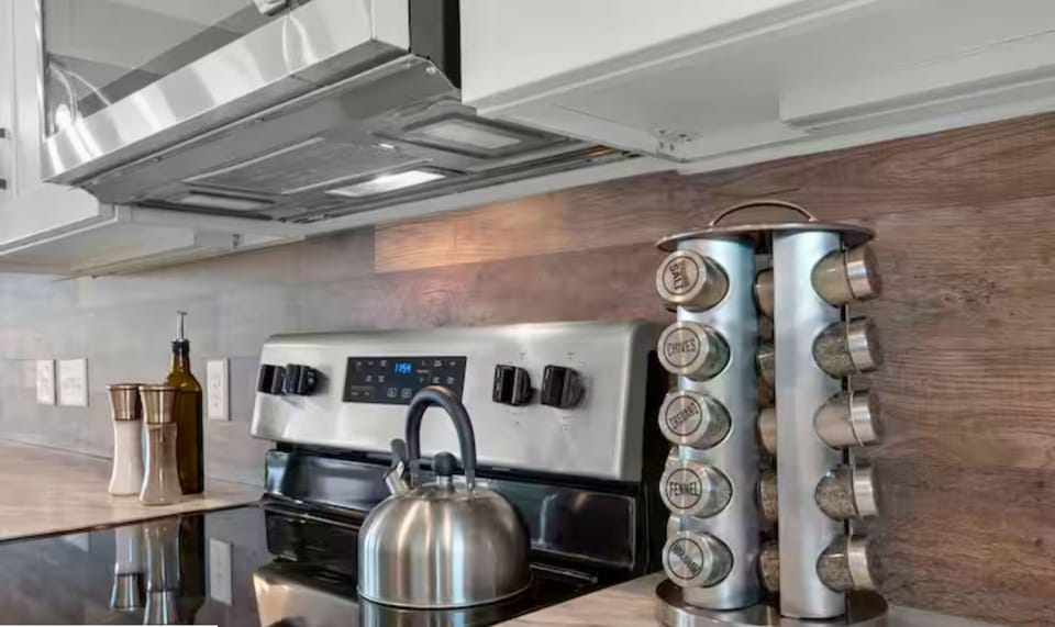 Fully equipped kitchen makes preparing meals simple and enjoyable.