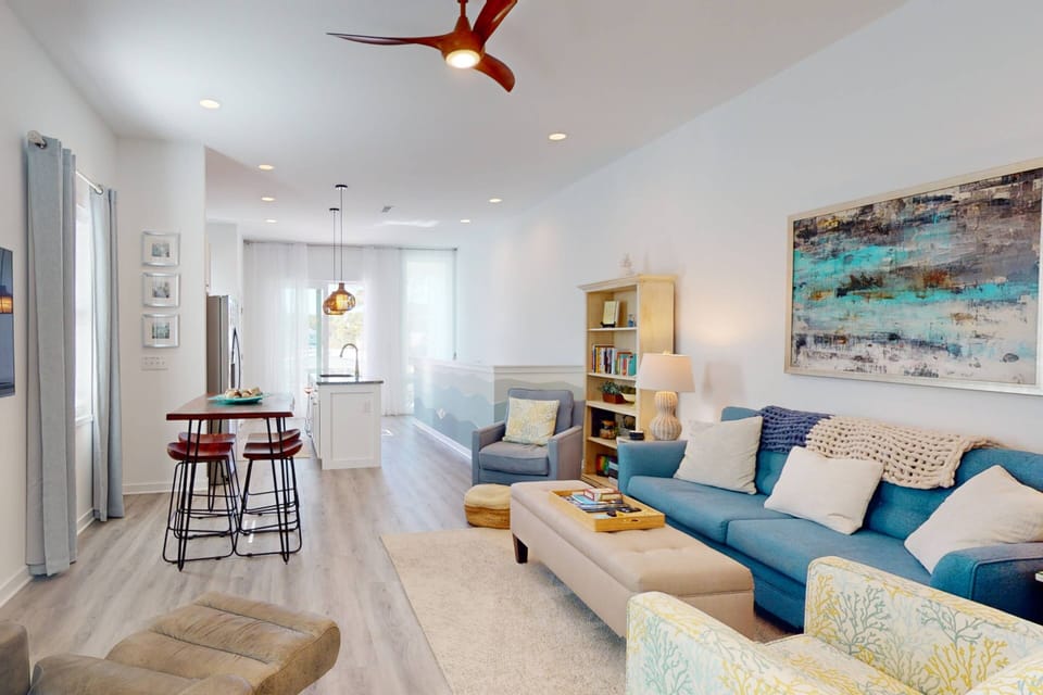 Open concept kitchen, dining and living room