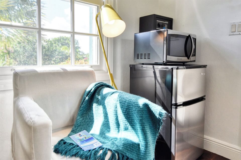 Cottage equipped with bar fridge and microwave. Room safe for your valuables.