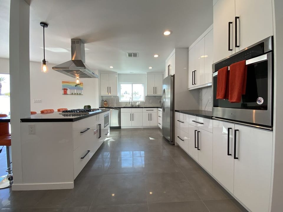 The spacious indoor kitchen awaits your culinary expertise - if you desire.