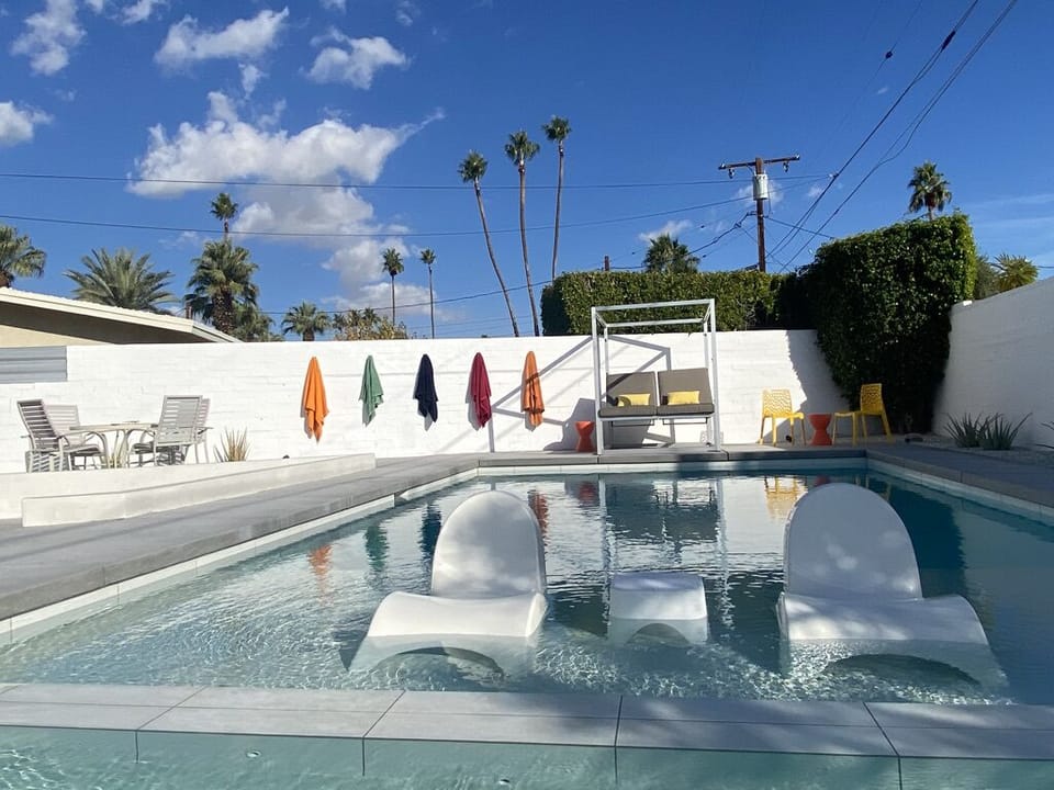 The pool and hot tub are very important in Palm Springs life!