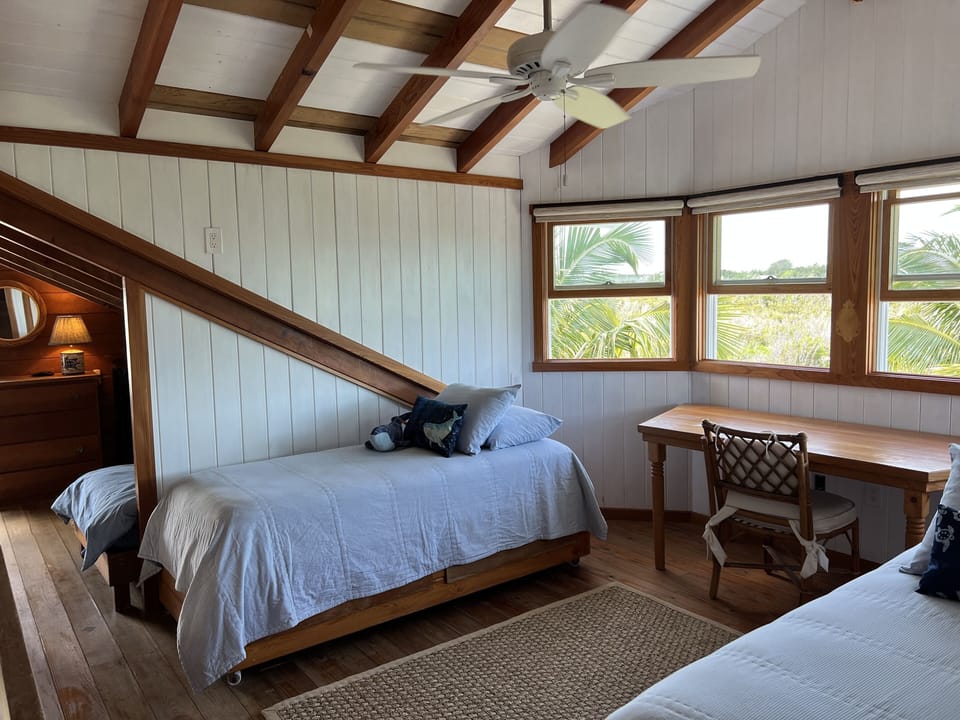 The loft has 3 twin beds.