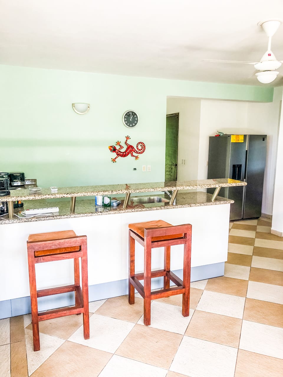 Kitchen with American fridge