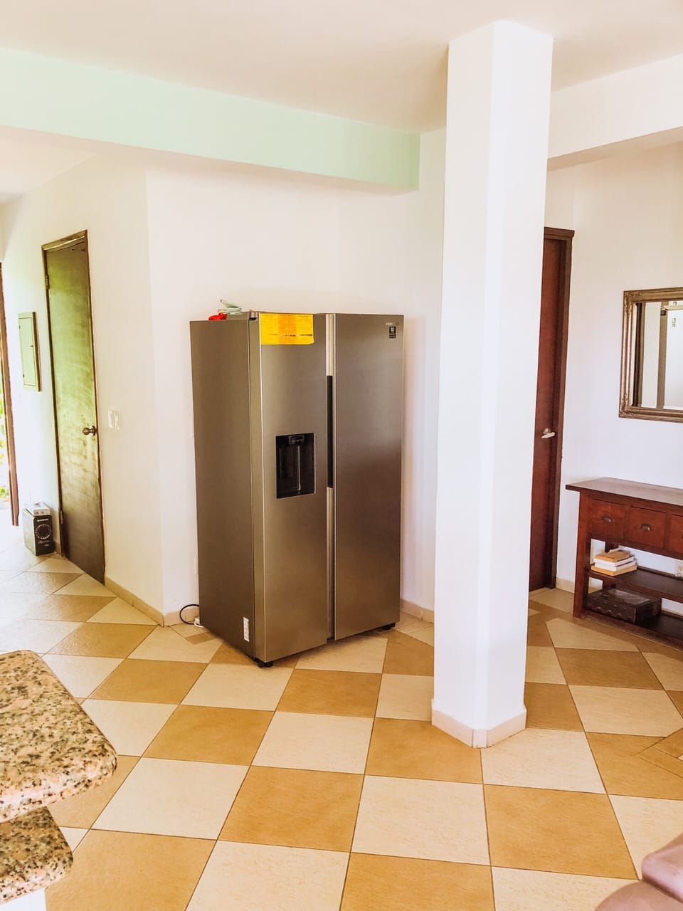 American fridge with water and ice dispenser