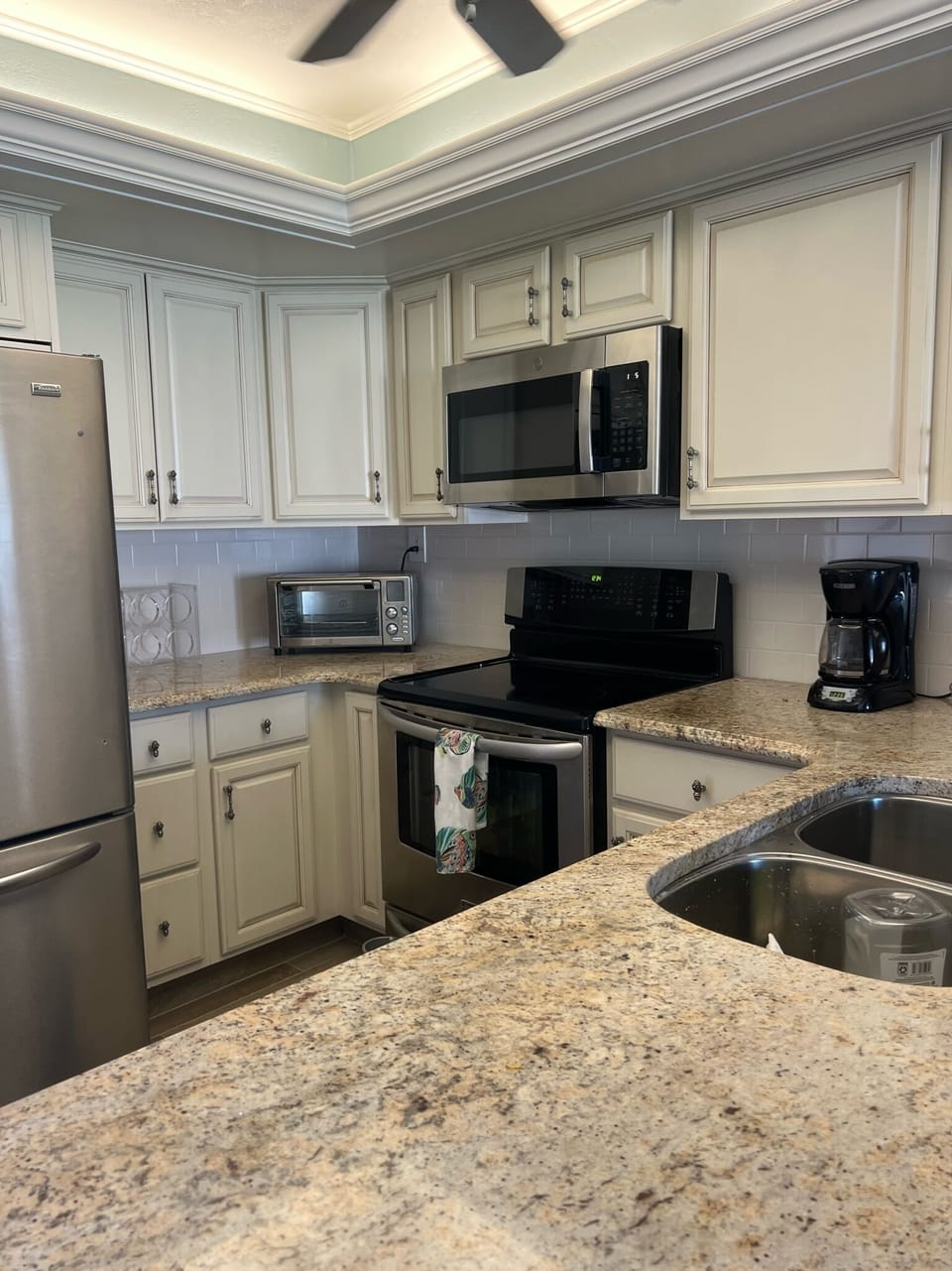 Beautiful granite counters and stainless steel appliances 