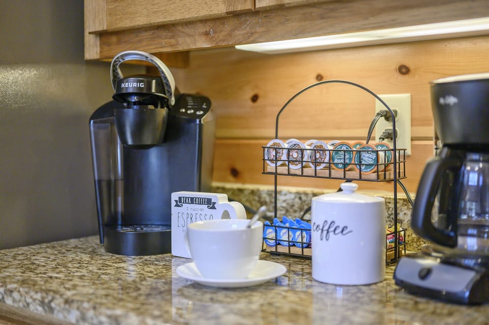 Imagine waking up and enjoying a cup of k-cup or drip coffee as the sun rises over your private deck.