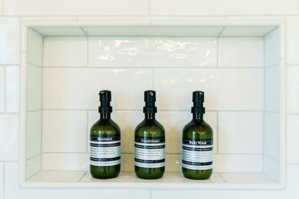 Every bathroom fully stocked with name-brand shampoo, conditioner, and body wash