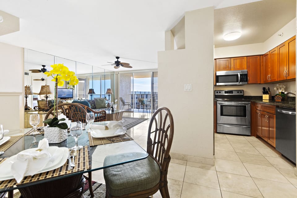 Tile flooring throughout the condo