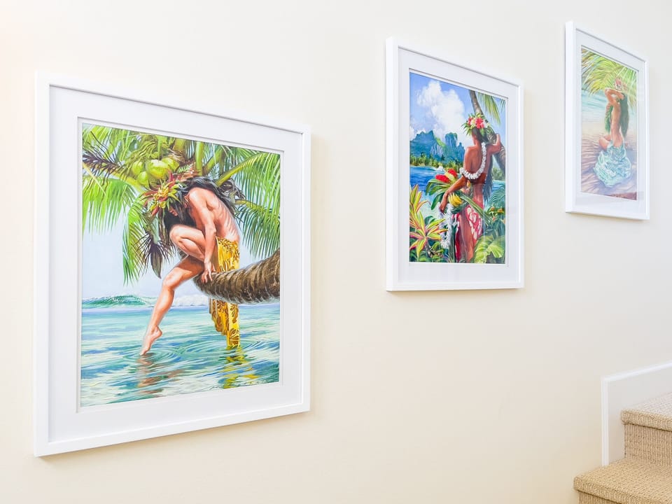Beautiful artwork adorns the walls.
