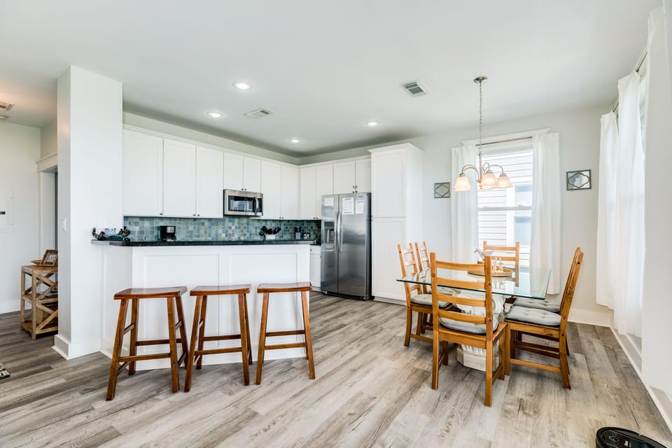 Breakfast bar provides extra seating