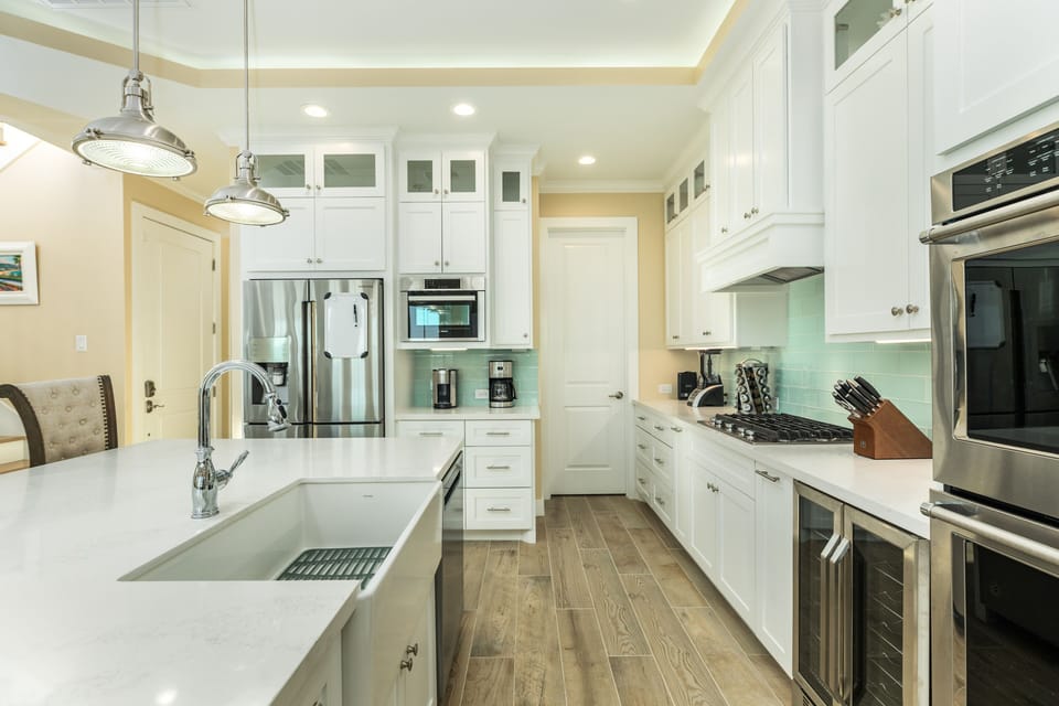 Fully equipped kitchen with stainless steel appliances