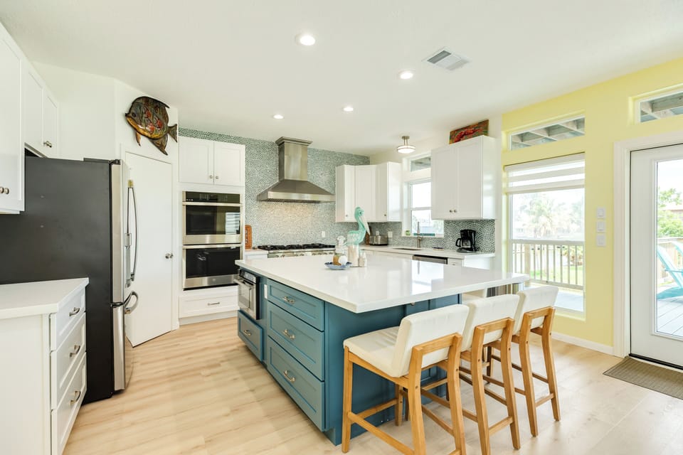 Grab a seat at the large kitchen island