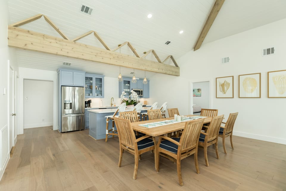 The adjacent kitchen makes serving meals a breeze