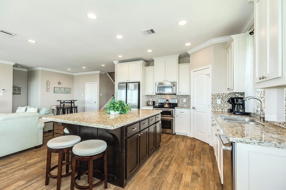Fully equipped kitchen with stainless steel appliances
