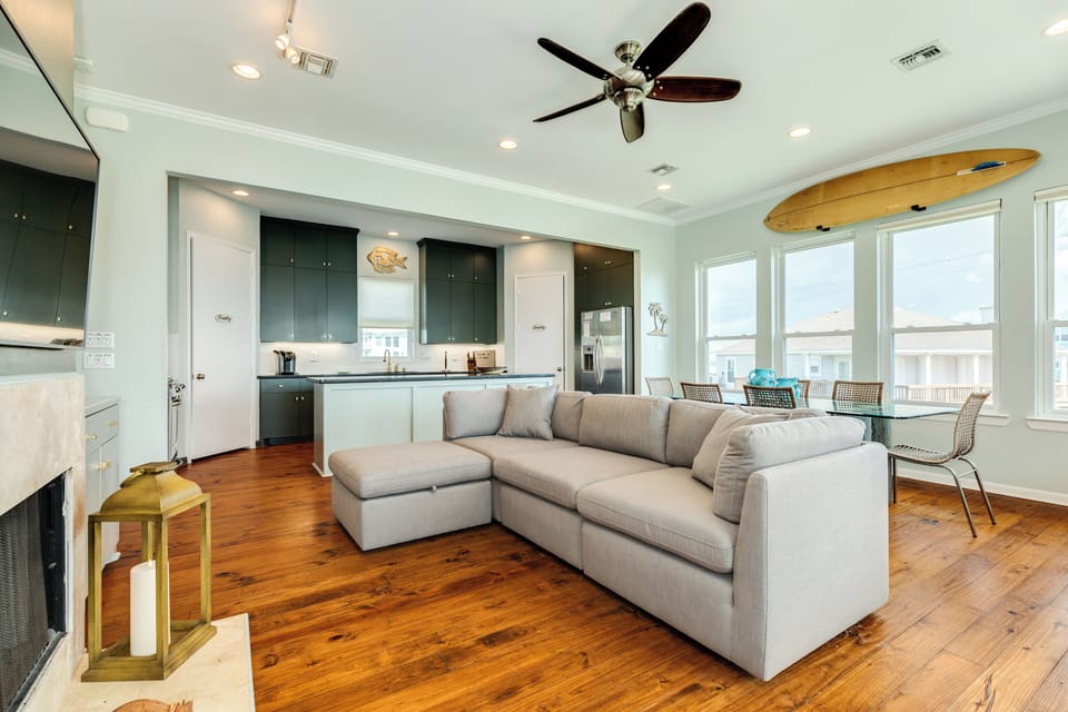 Relax on the comfortable sectional for family movie nights