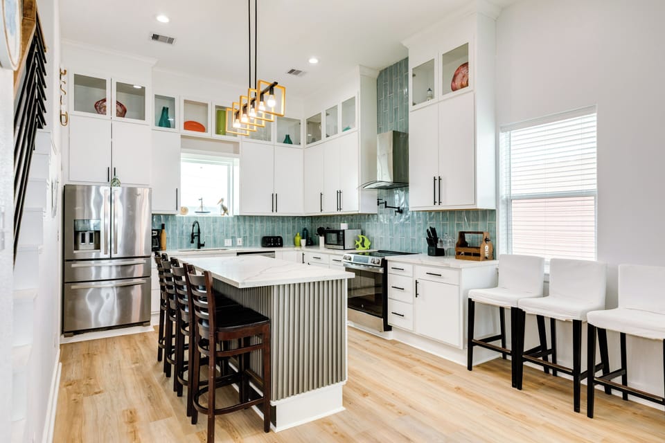 Fully equipped kitchen with stainless steel appliances