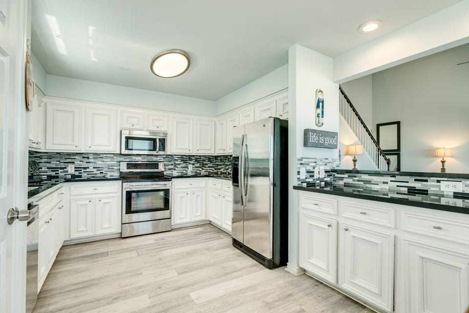 Plenty of counter and cabinet space for prepping and storing snacks