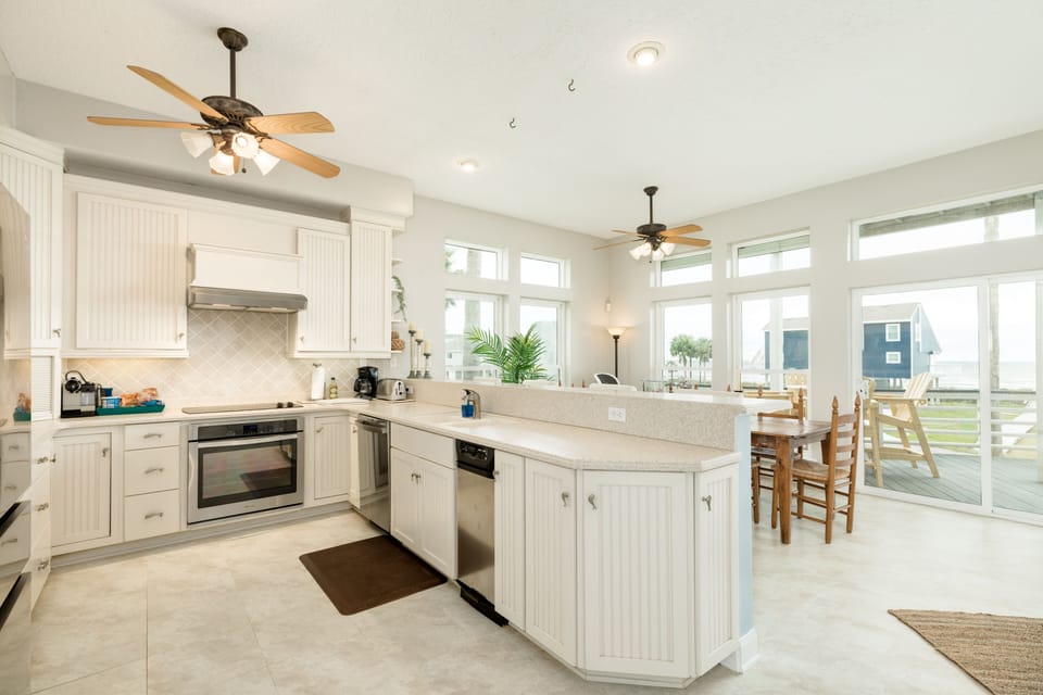 Fully equipped kitchen with stainless steel appliances