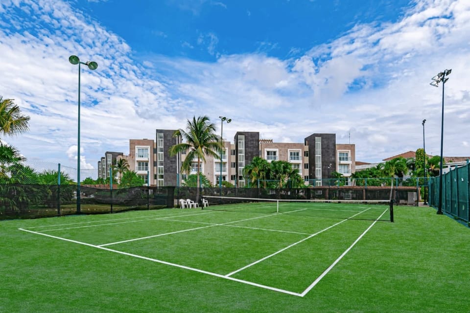 On-site tennis court available for guests to enjoy during their stay.