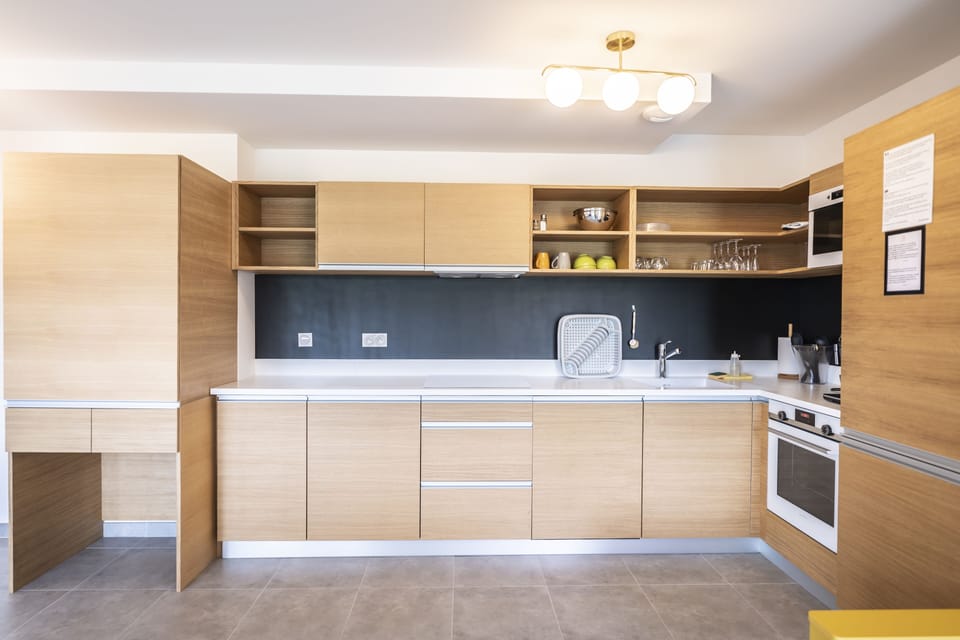 Superior Apartment, 1 Bedroom, Kitchen, Ground Floor | Private kitchen | Coffee/tea maker, full-size fridge, microwave, oven