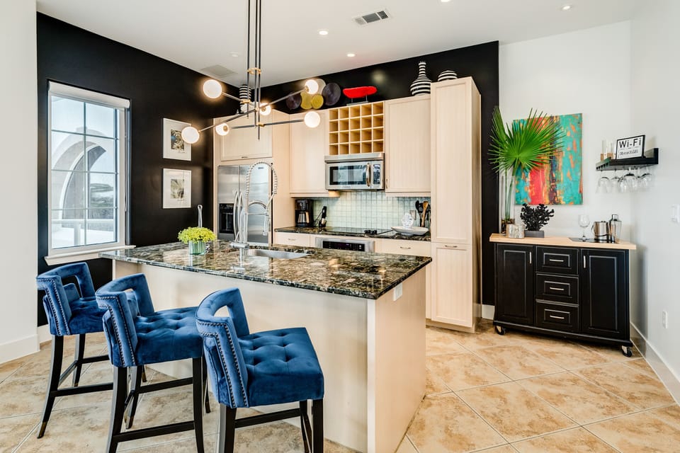 Grab a snack or serve meals at the kitchen bar