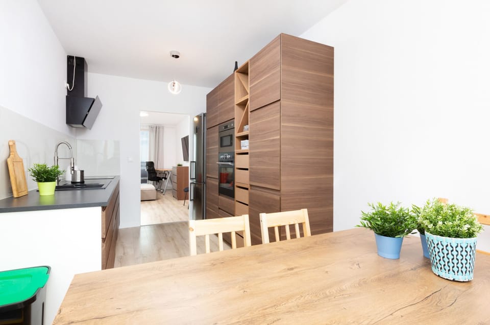 Deluxe Apartment | Private kitchen | Fridge, microwave, oven, stovetop