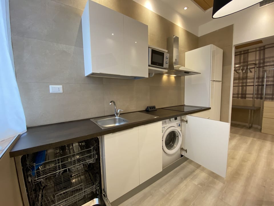 Deluxe Studio | Private kitchen | Shared fridge, stovetop, dishwasher, cookware/dishes/utensils