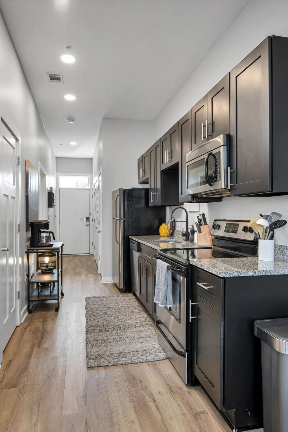 Fully stocked kitchen.