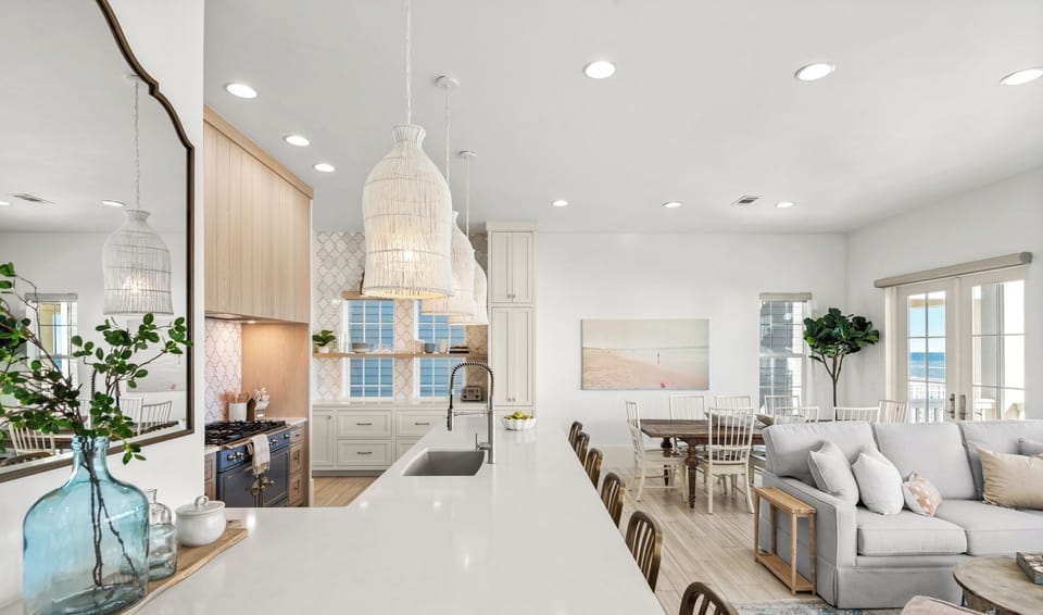 Second Floor Dining and Living Area - Open Concept - Gulf Views - Balcony Access - Fireplace