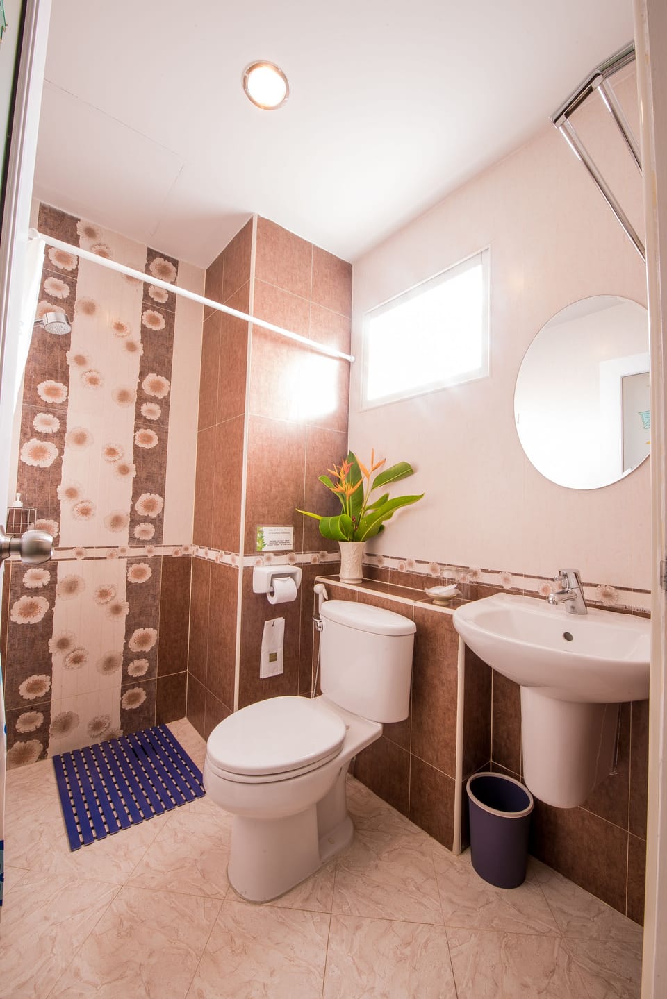Shower, bidet, towels, soap
